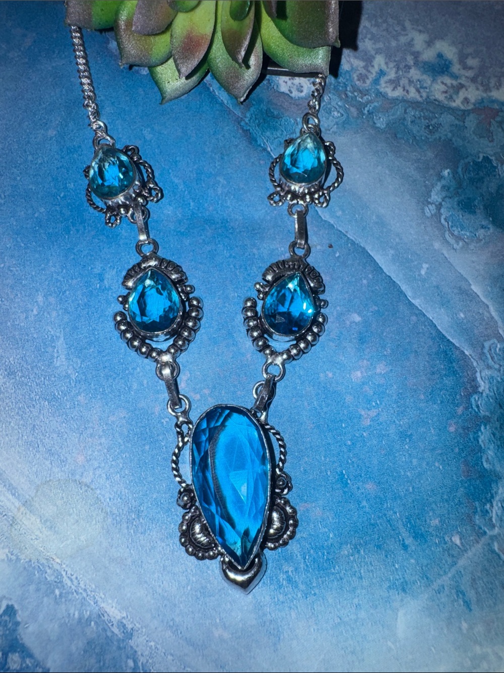 Blue Topaz Silver Necklace